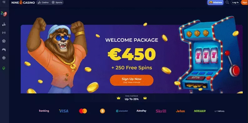 Nine casino bonus bez vkladu