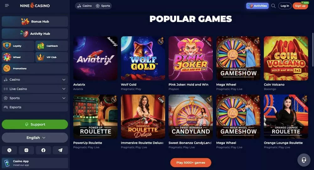 Bonus bez depozytu nine casino